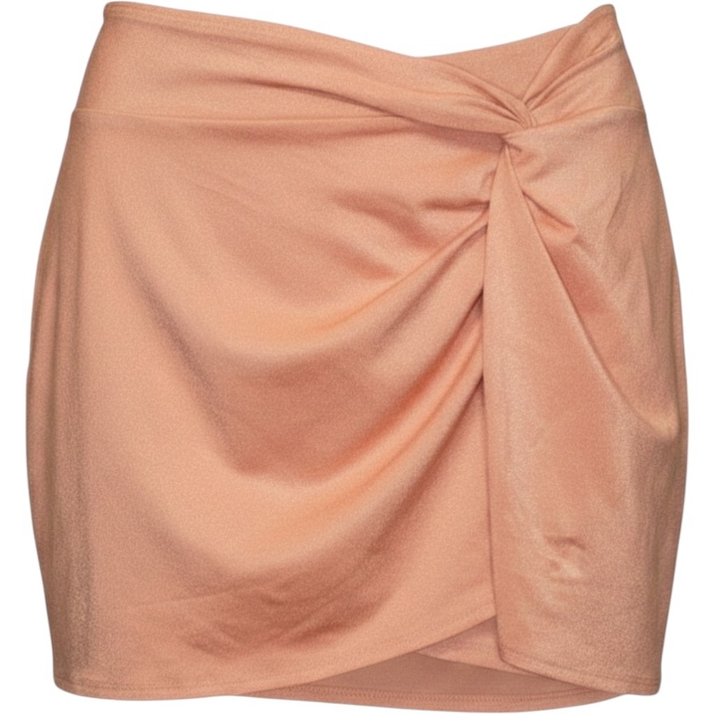 Shade & Shore Metallic Peach Pink Twist Front Swim Sarong Cover Up Skirt Medium